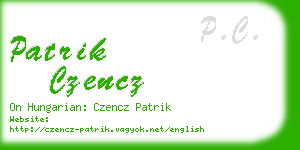 patrik czencz business card